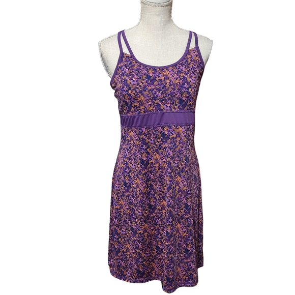 GAIAM Athletic Dress Medium Purple Strappy Abstract Print Built In Bra Sporty - Picture 2 of 11